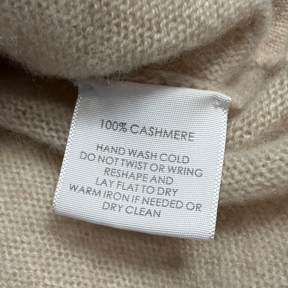 Elorie 100% cashmere turtleneck sweater longer length rounded hemline oatmeal M - Picture 7 of 7